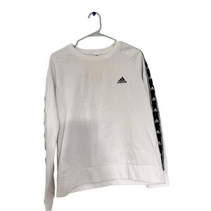 Adidas White Sweatshirt with Black Logo Stripes
